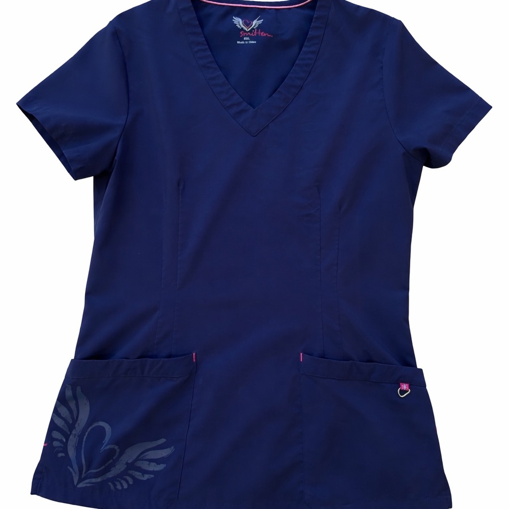 Women's Smitten scrub top size small NWOT